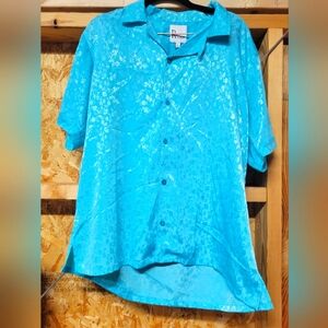R By Raga NEW NWT Aqua Short Sleeve Button Down Shirt Size‎ Large